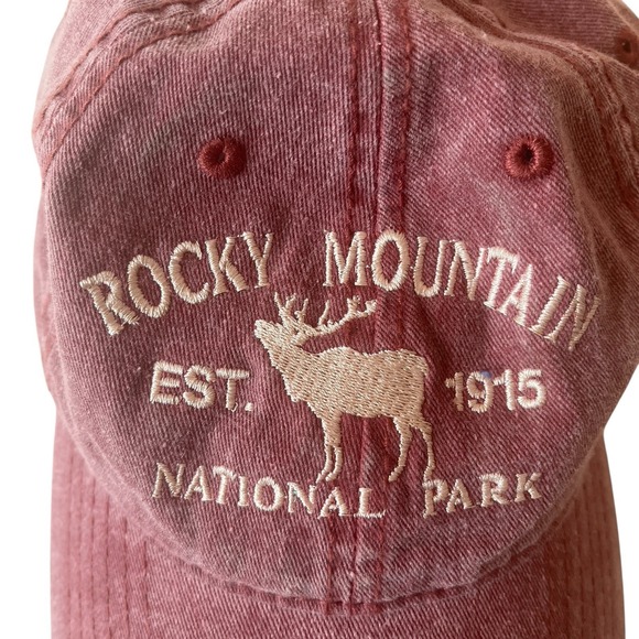 NWT Rocky Mountain National Park Size S Hat Distressed Red Maroon Adjustable - Picture 3 of 8